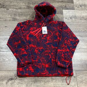 NWT! Burberry Abstract Rose Fleece Hoodie Blue Red Heavy Duty Medium MSRP $1350!
